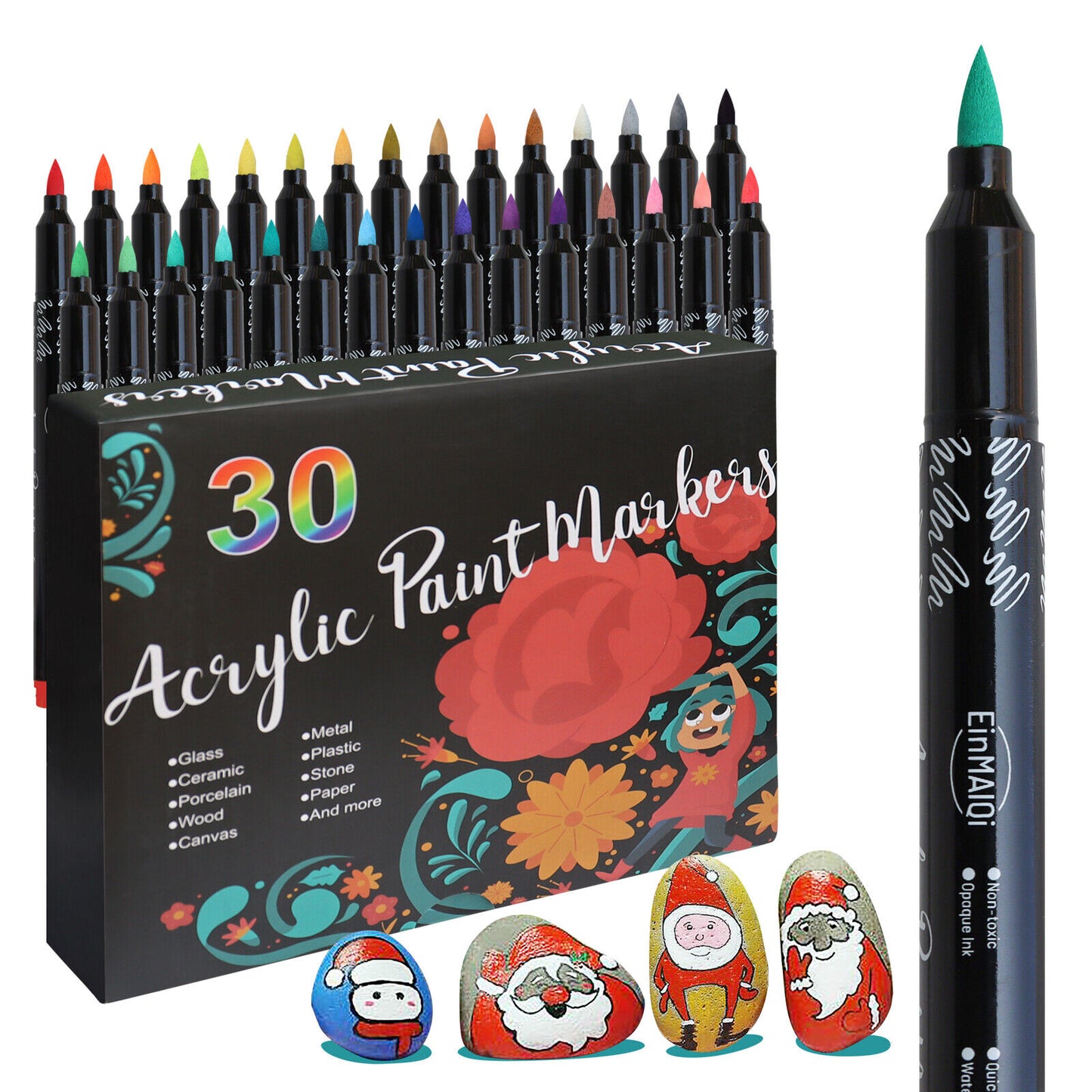 30 Colours Premium Acrylic Paint Marker Permanent Pens Art DIY Rock Waterproof