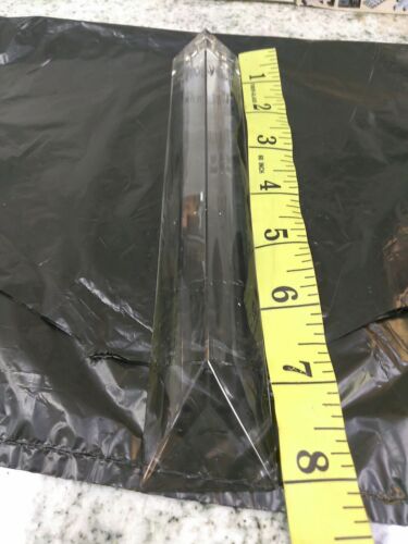 Acrylic  triangle Chandelier Prisms 8"L 1 1/4"W 10/16" D steel brass HOOK (44c3)