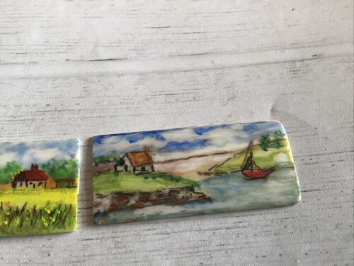 Miniature Hand Painted Ceramic Plaque Pictures  X 2~ 5 Cm X 2 Cm Approx