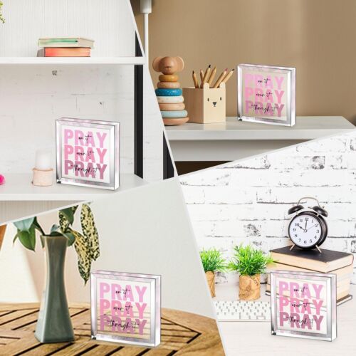 Pink Inspirational Decor Pray Over It Bible Verse Wall Art Christian Gifts...