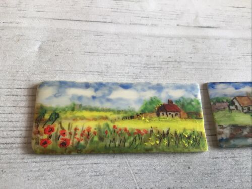 Miniature Hand Painted Ceramic Plaque Pictures  X 2~ 5 Cm X 2 Cm Approx