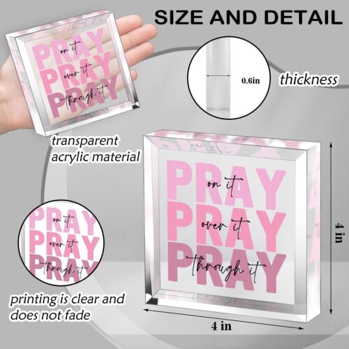 Pink Inspirational Decor Pray Over It Bible Verse Wall Art Christian Gifts...