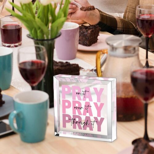 Pink Inspirational Decor Pray Over It Bible Verse Wall Art Christian Gifts...