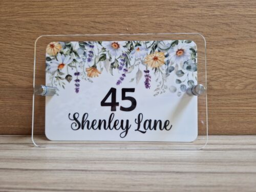 Wildflower Design House Number Road Name Sign Front Door Wall Mounted Plaque