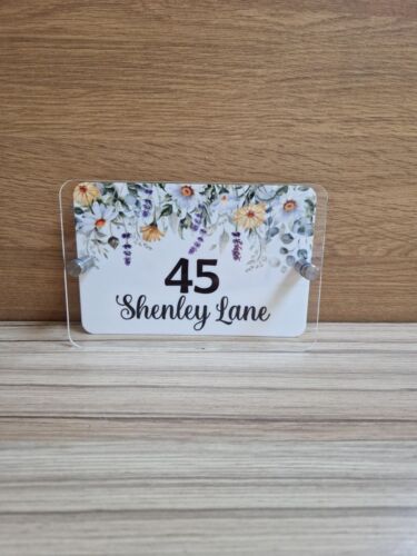 Wildflower Design House Number Road Name Sign Front Door Wall Mounted Plaque