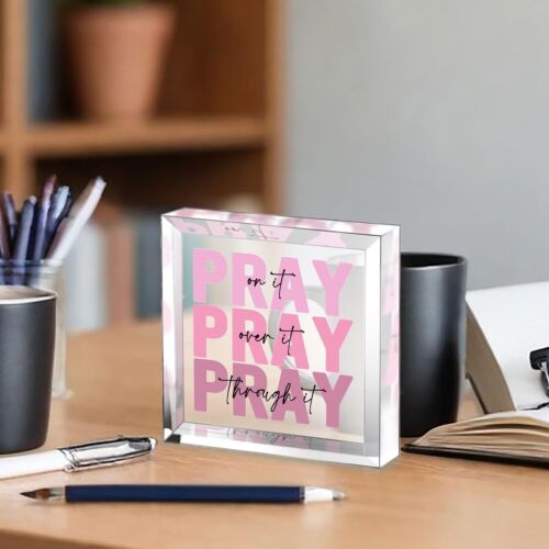 Pink Inspirational Decor Pray Over It Bible Verse Wall Art Christian Gifts...