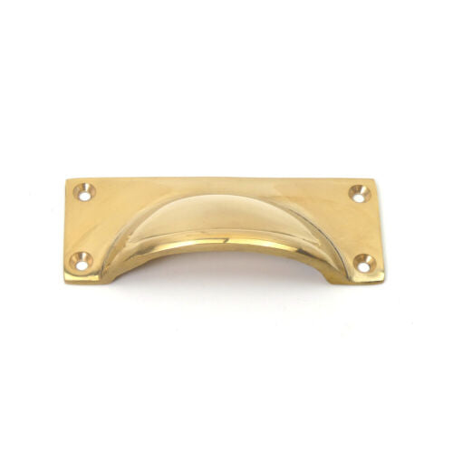 Oakcrafts - Solid Polished Brass 4 Screw Drawer Pull / Cup Handle