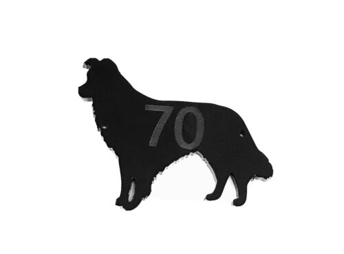 Border Collie Dog Door House Number Sign Plaques in Black