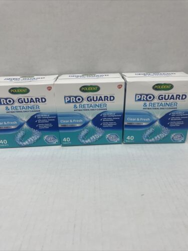 3 Pack/120 Tablets-Polident Pro Guard & Retainer Antibacterial Daily Cleanser