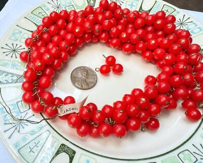 Vintage 8mm Red Lucite Bead Charms Japan Brass Loop 24