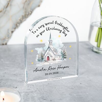 Personalised Christening Plaque for Goddaughter, Godmother to Baby Gift