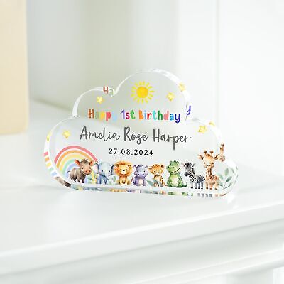 Personalised 1st Birthday Gift, Safari Animals Plaque, First Birthday Keepsake