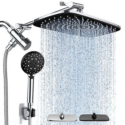 Veken 11.8 Inch Rectangle High Pressure Rain Shower Head Combo with Extension...