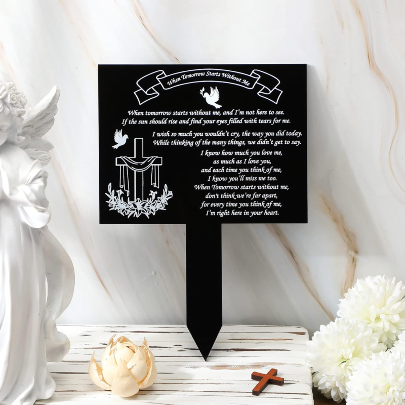 Memorial Remembrance Plaque Stake Waterproof Acrylic Grave Marker for Cemetery M