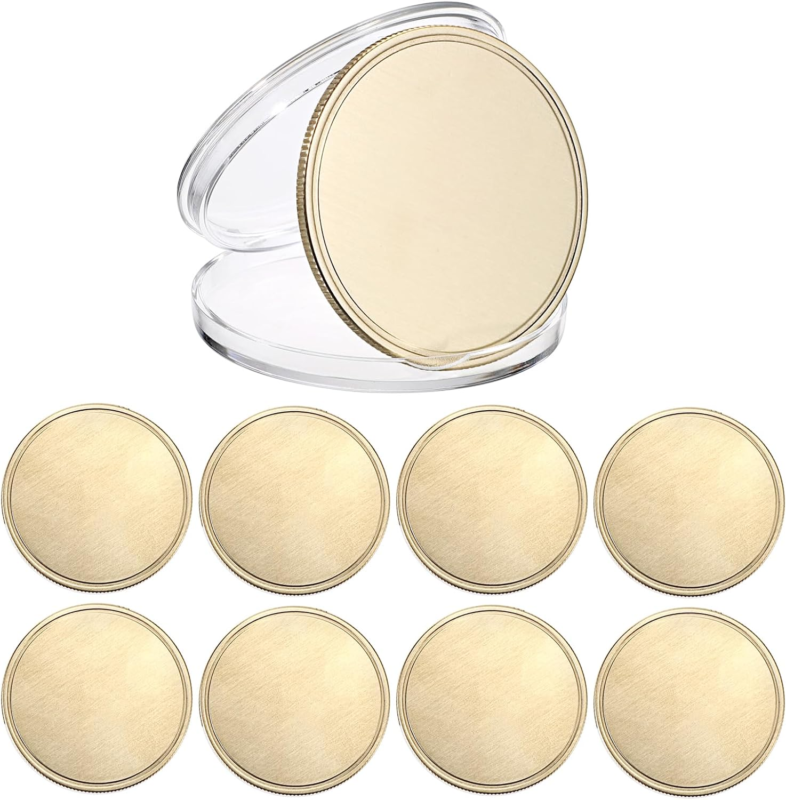 OwnMy Set of 8 Blank Challenge Coins for Laser Engraving, 1.6 Inch Engraving