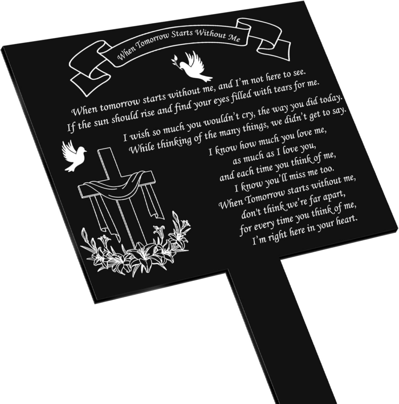 Memorial Remembrance Plaque Stake Waterproof Acrylic Grave Marker for Cemetery M