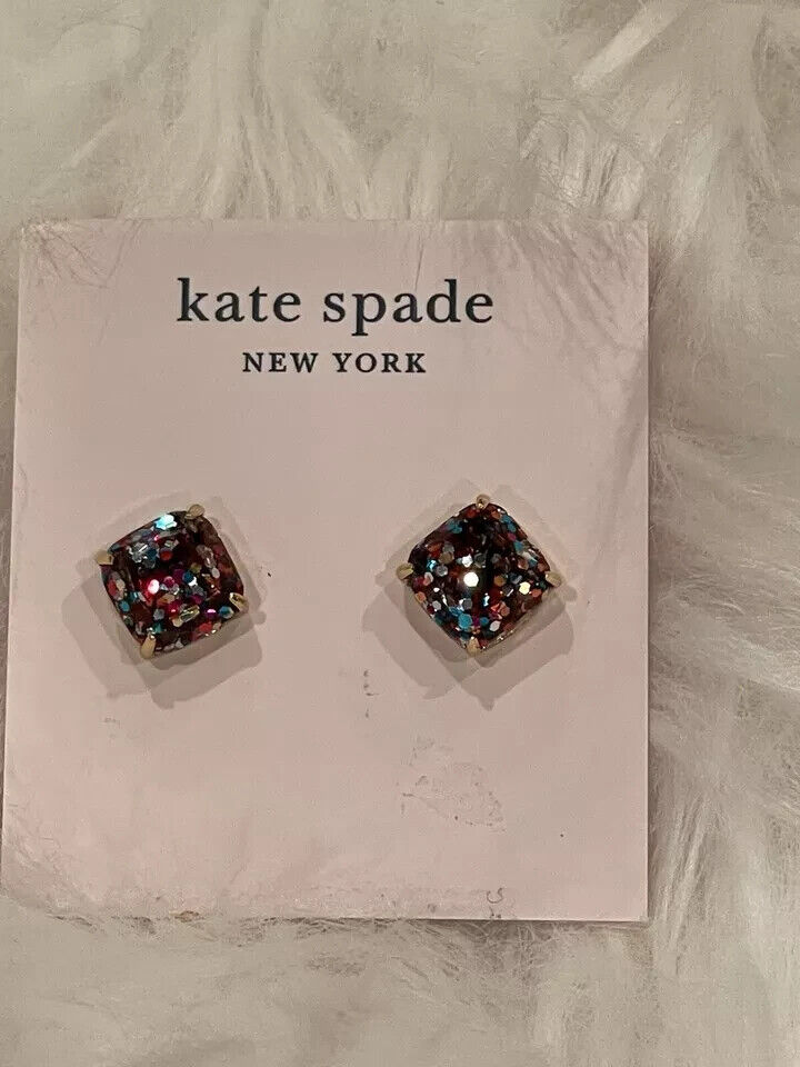 NWT Kate Spade Square Mini Glitter Stud Earrings $32 Multi Color