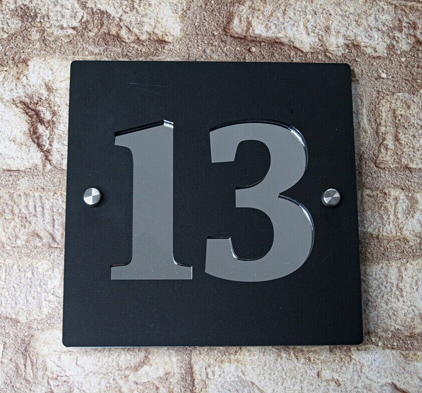 Modern Square House Number Sign, House Number Plaque, Choice of Colours