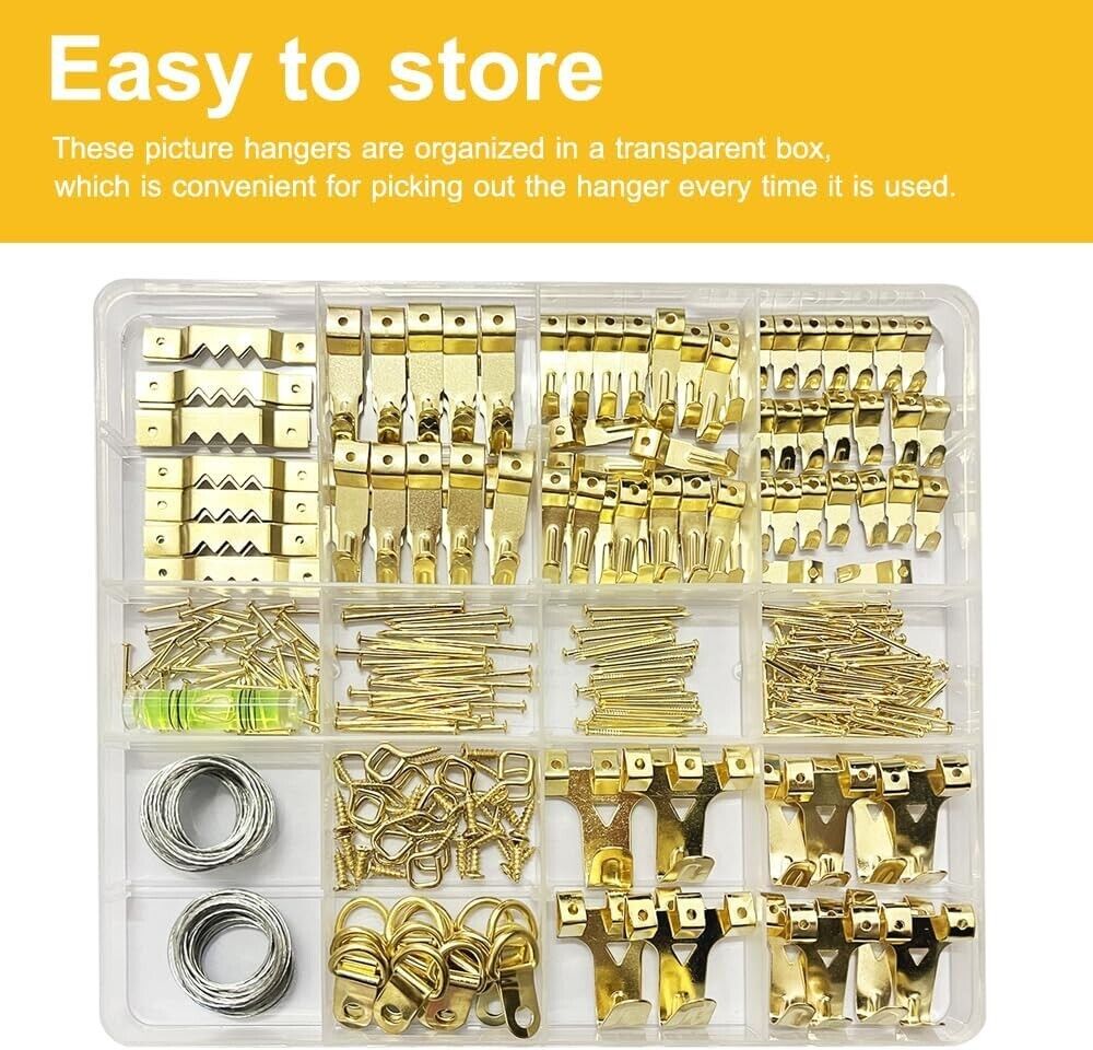 330Pcs Picture Hangers, Picture Hanging Kit, Picture Hanging Hooks Holds 10-75Lb