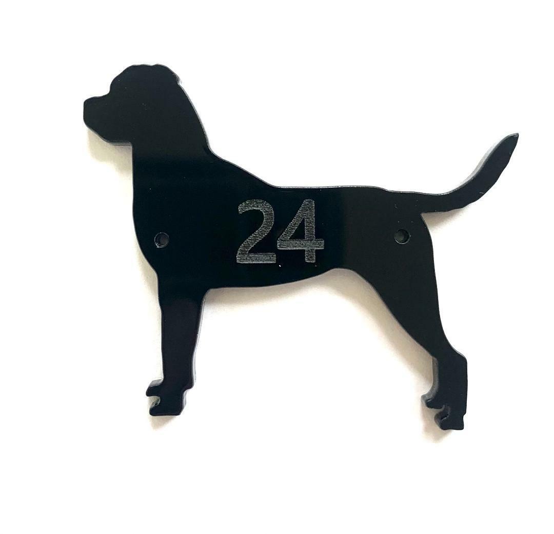 Rottweiler With Tail Dog Door House Number Sign Plaques in Black