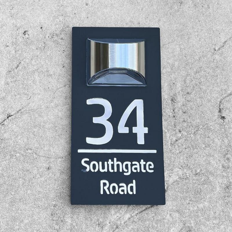 Personalized Solar House Sign LED Modern Door Number Plaque Laser Cutting Plate