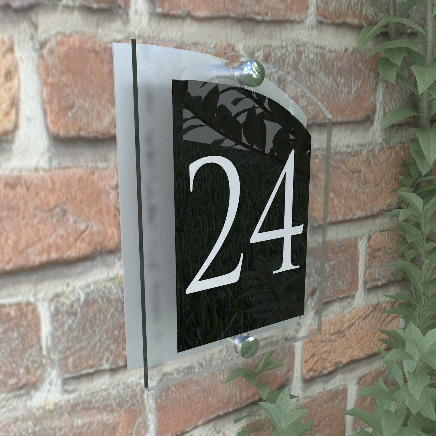 House Number Plaque Glass Effect Acrylic Sign Door Plate Name Wall Display