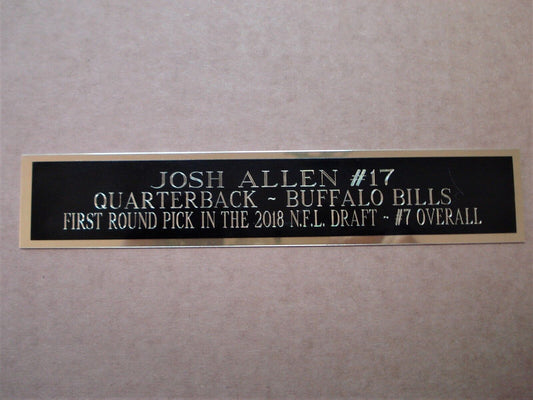 Josh Allen Bills Nameplate For A Football Mini Helmet Display Case 1.5" X 6"