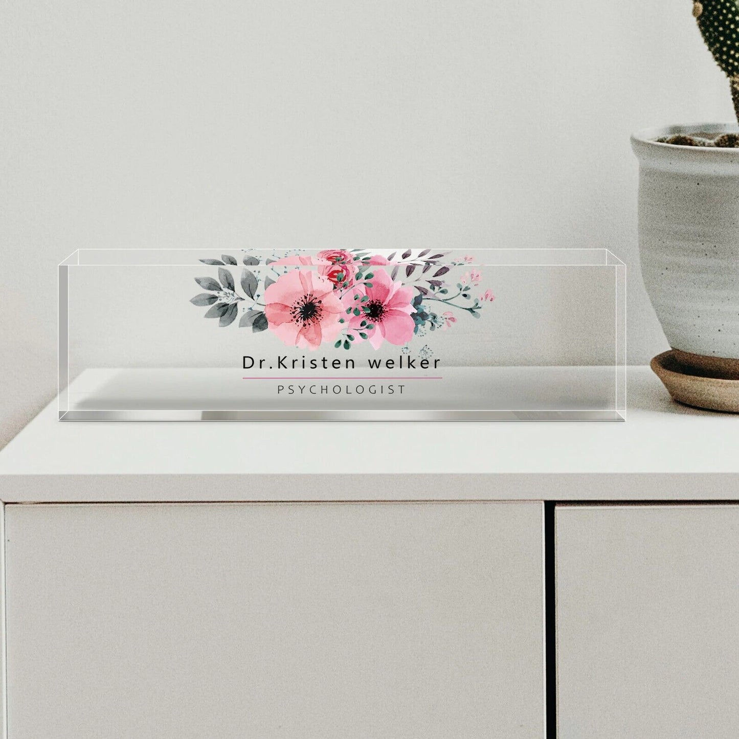 PERSONALIZED DESK NAME PLATE FOR OFFICE CUSTOM ACRYLIC SIGN PLAQUE (2.5”x8”)