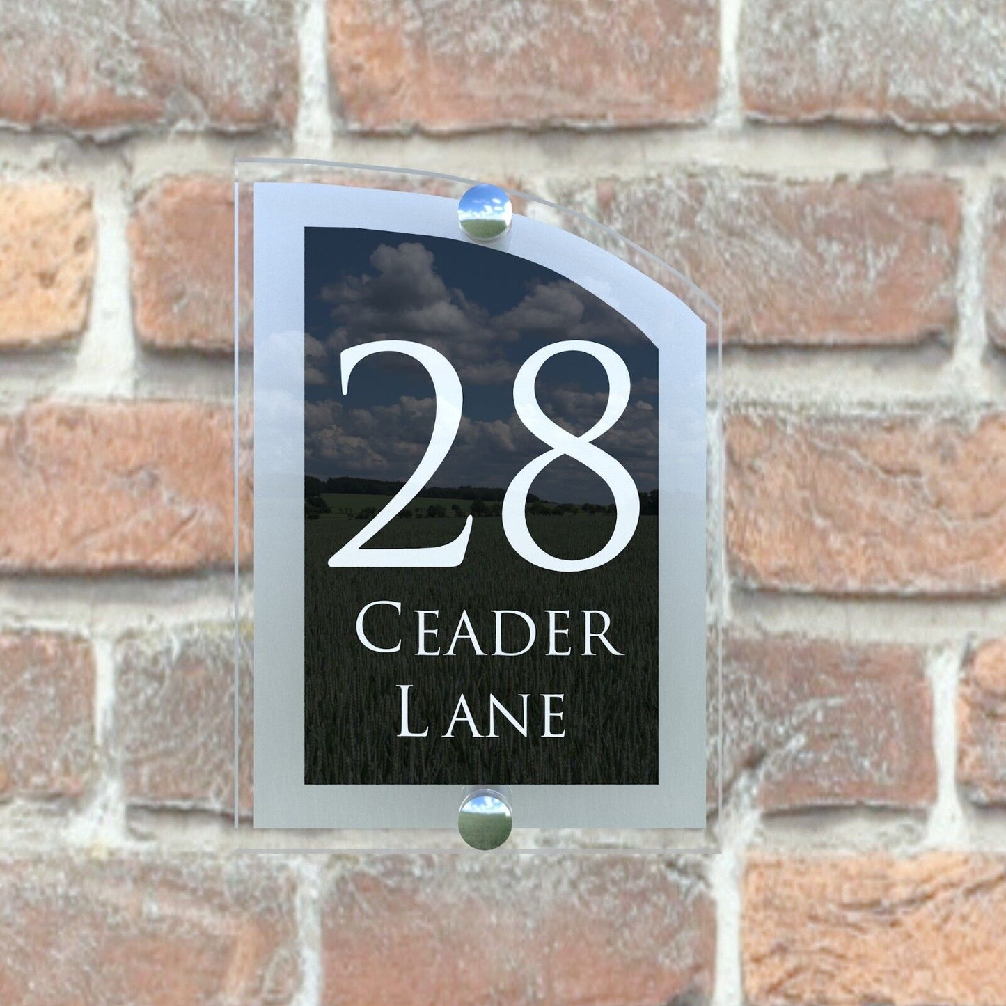 House Number Plaque Glass Effect Acrylic Sign Door Plate Name Wall Display