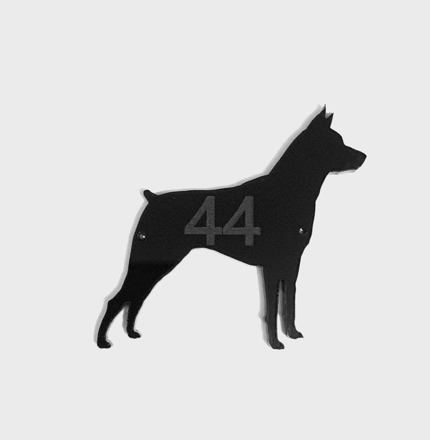 Miniature Pinscher  Dog Door House Number Sign Plaques in Black