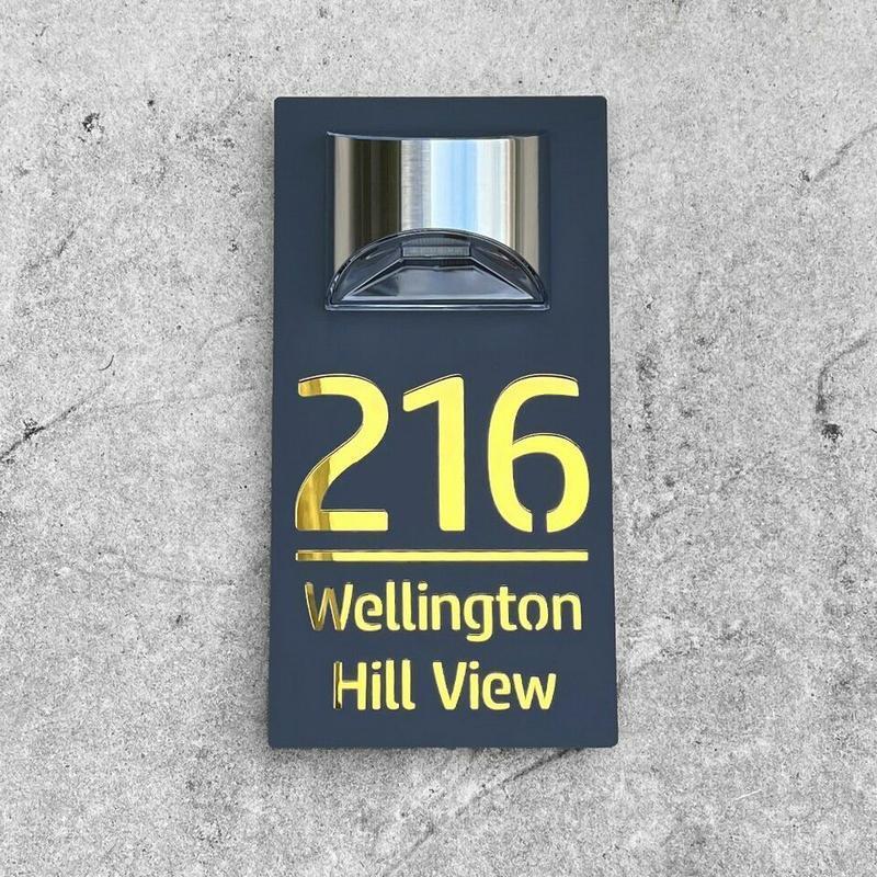 Personalized Solar House Sign LED Modern Door Number Plaque Laser Cutting Plate