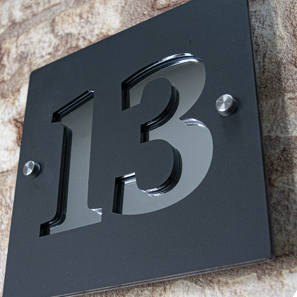 Modern Square House Number Sign, House Number Plaque, Choice of Colours