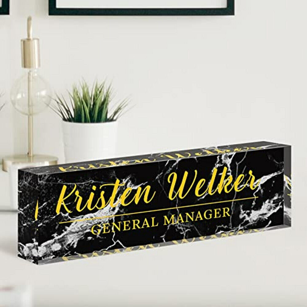 PERSONALIZED DESK NAME PLATE FOR OFFICE CUSTOM ACRYLIC SIGN PLAQUE (2.5”x8”)