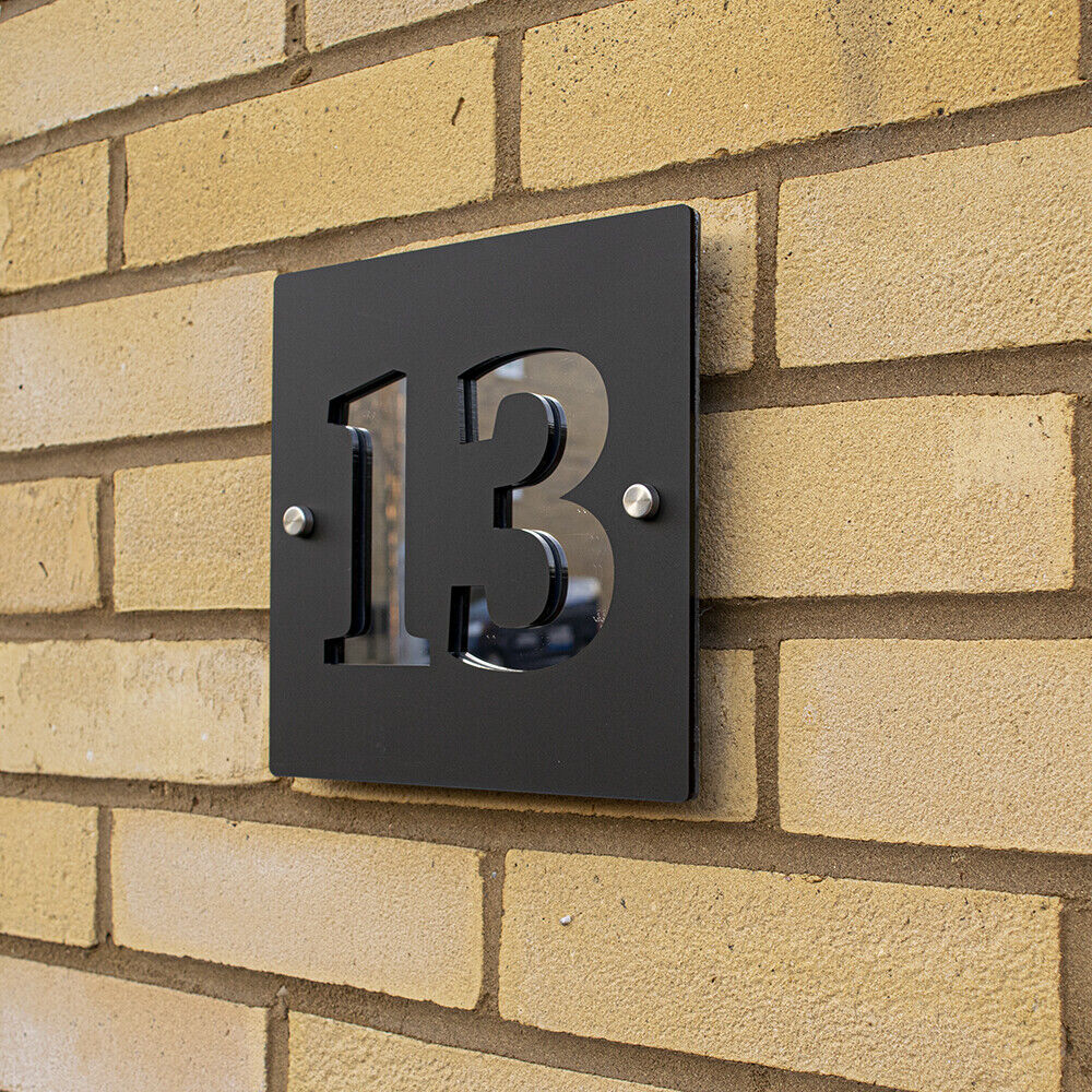 Modern Square House Number Sign, House Number Plaque, Choice of Colours