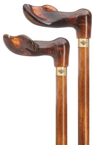 Made in Germany Amber Palm Grip Handle-Cherry Shaft-Right Hand Use Walking Cane