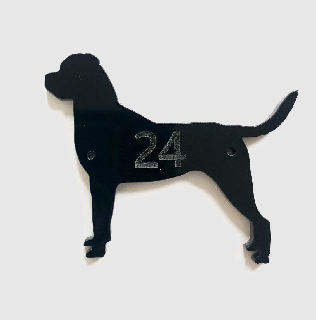 Rottweiler With Tail Dog Door House Number Sign Plaques in Black