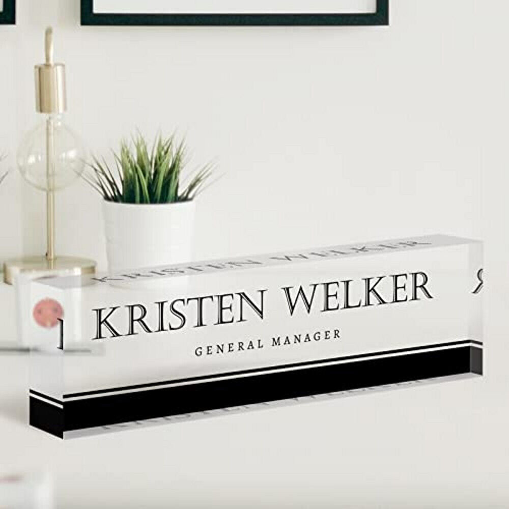 PERSONALIZED DESK NAME PLATE FOR OFFICE CUSTOM ACRYLIC SIGN PLAQUE (2.5”x8”)