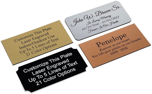 Laser Engraved Name Plate, Personalized Customized Memorial, Urn, Trophy, Sign