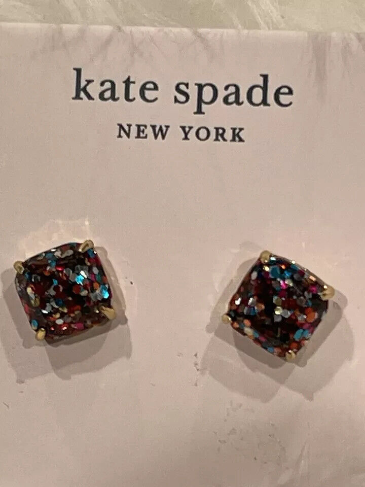 NWT Kate Spade Square Mini Glitter Stud Earrings $32 Multi Color