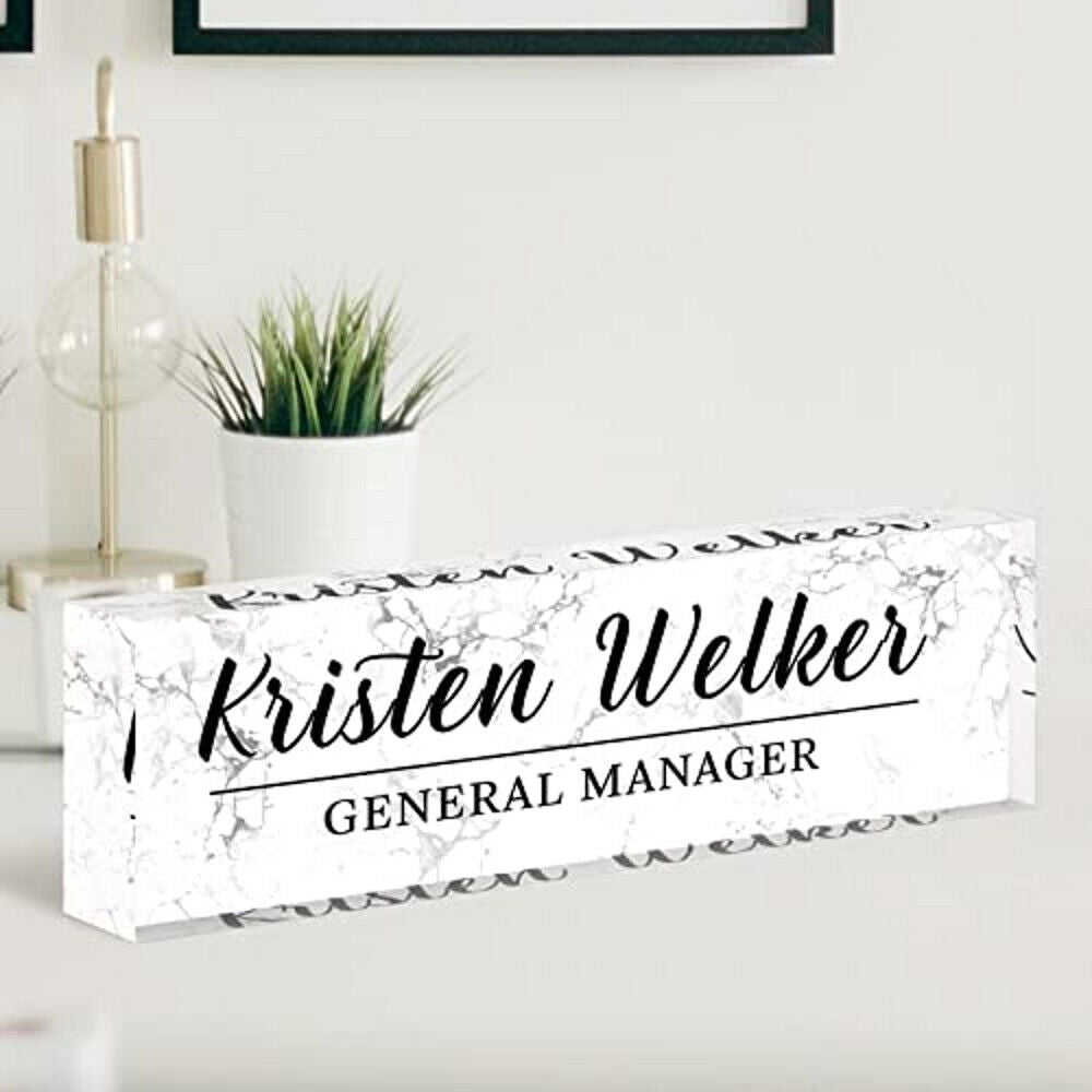 PERSONALIZED DESK NAME PLATE FOR OFFICE CUSTOM ACRYLIC SIGN PLAQUE (2.5”x8”)