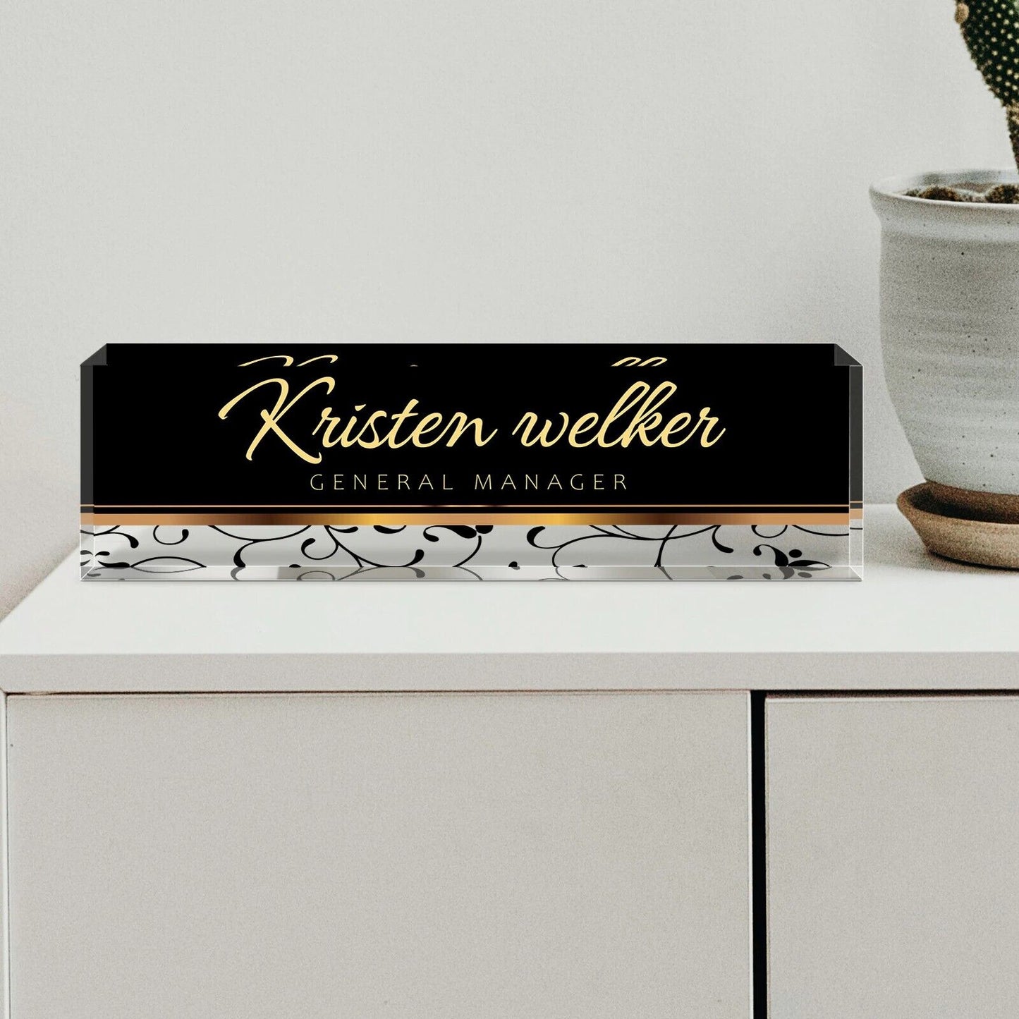 PERSONALIZED DESK NAME PLATE FOR OFFICE CUSTOM ACRYLIC SIGN PLAQUE (2.5”x8”)