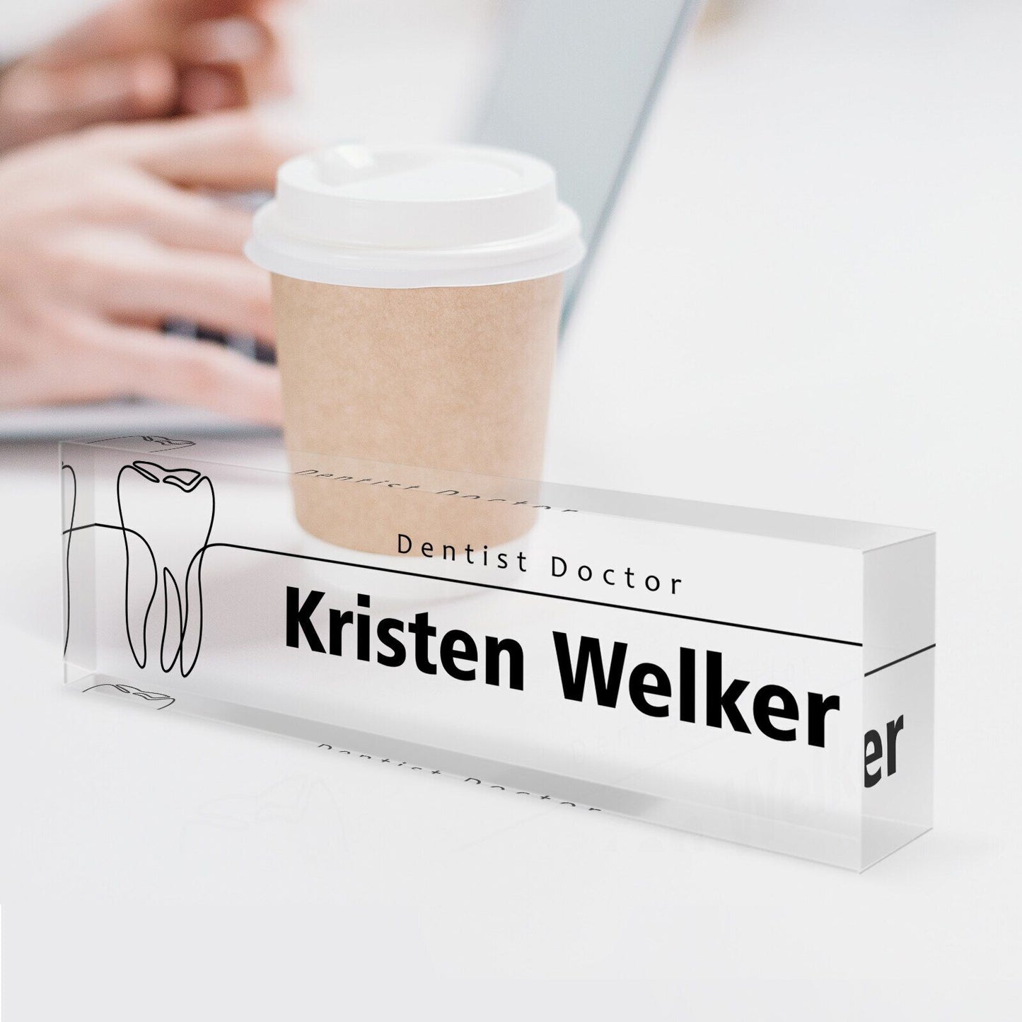 PERSONALIZED DESK NAME PLATE FOR OFFICE CUSTOM ACRYLIC SIGN PLAQUE (2.5”x8”)