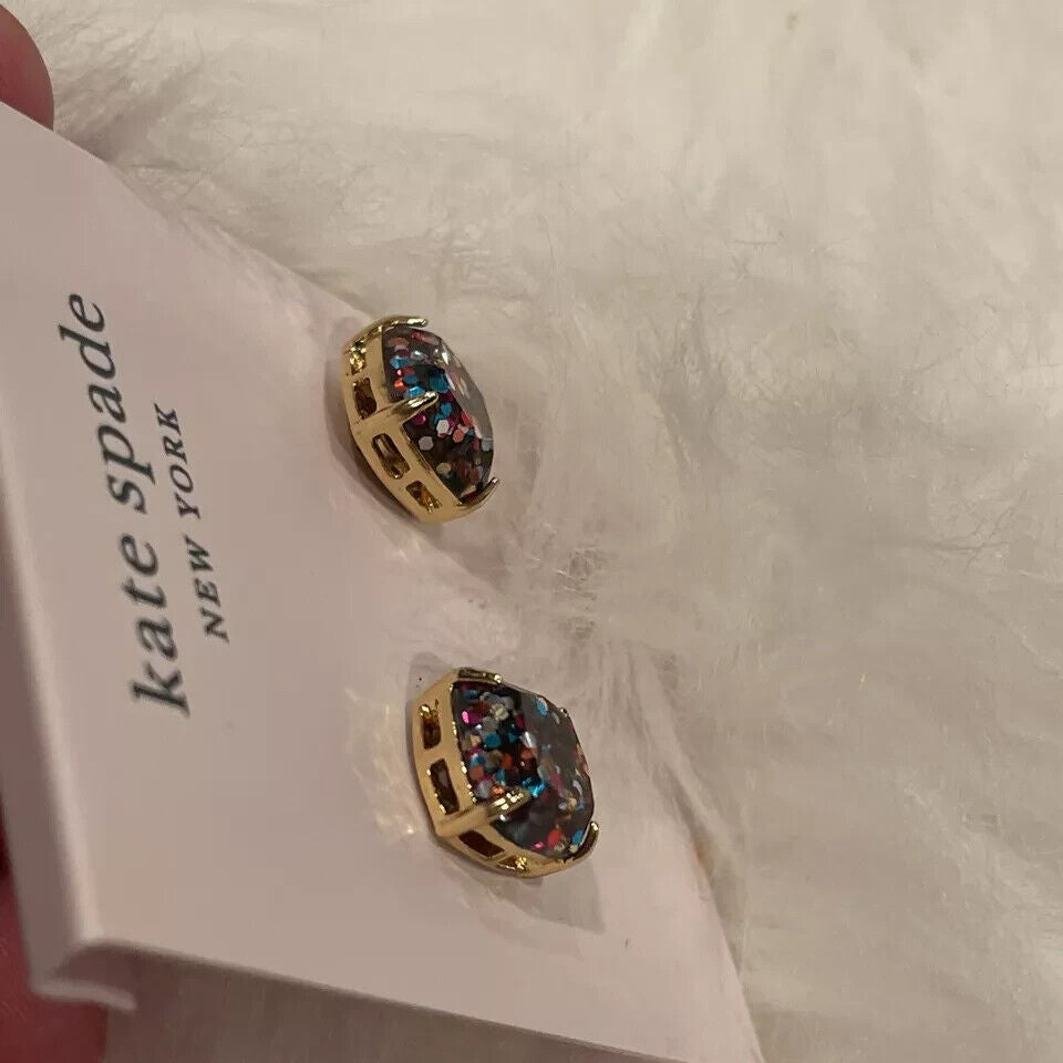 NWT Kate Spade Square Mini Glitter Stud Earrings $32 Multi Color