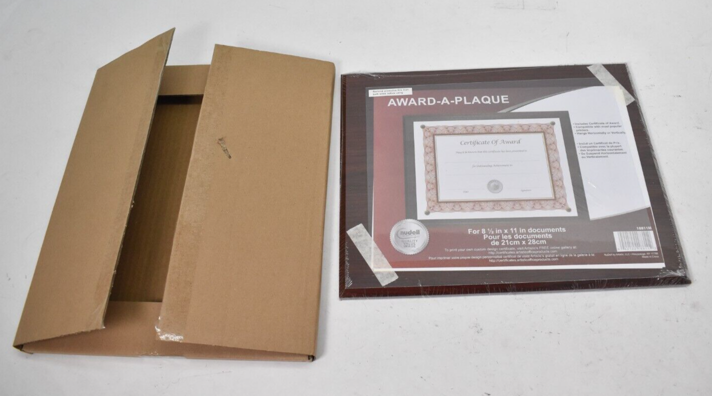 Nudell Award A Plaque Document Holder Acrylic/Plastic 10-1/2" x 13" Walnut