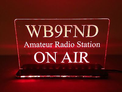 Solid Color 110V Custom Engraved LED Ham Shack Amateur Radio Call Sign Plaque