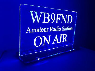 Solid Color 110V Custom Engraved LED Ham Shack Amateur Radio Call Sign Plaque