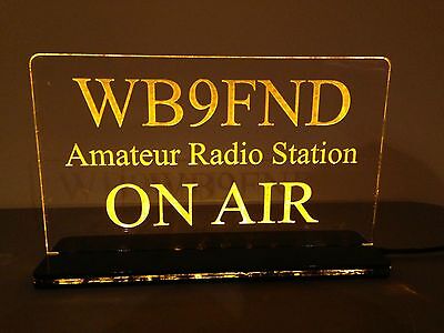 Solid Color 110V Custom Engraved LED Ham Shack Amateur Radio Call Sign Plaque